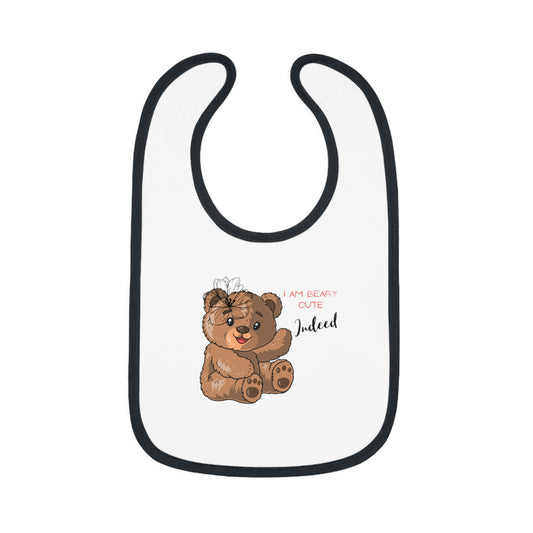 Sweet girl bear graphic ..Baby Contrast Trim Jersey Bib