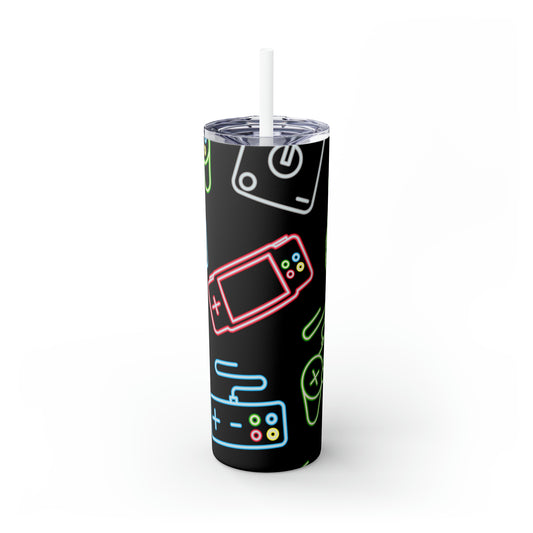 Gaming Skinny Tumbler with Straw, 20oz