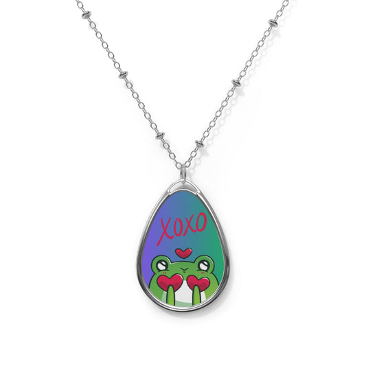 Valentine Frog Oval Necklace