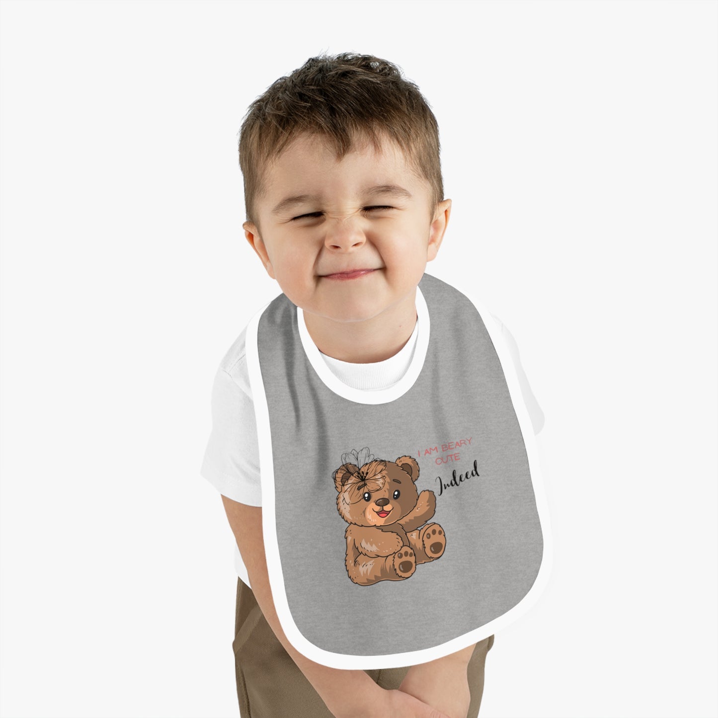 Sweet girl bear graphic ..Baby Contrast Trim Jersey Bib